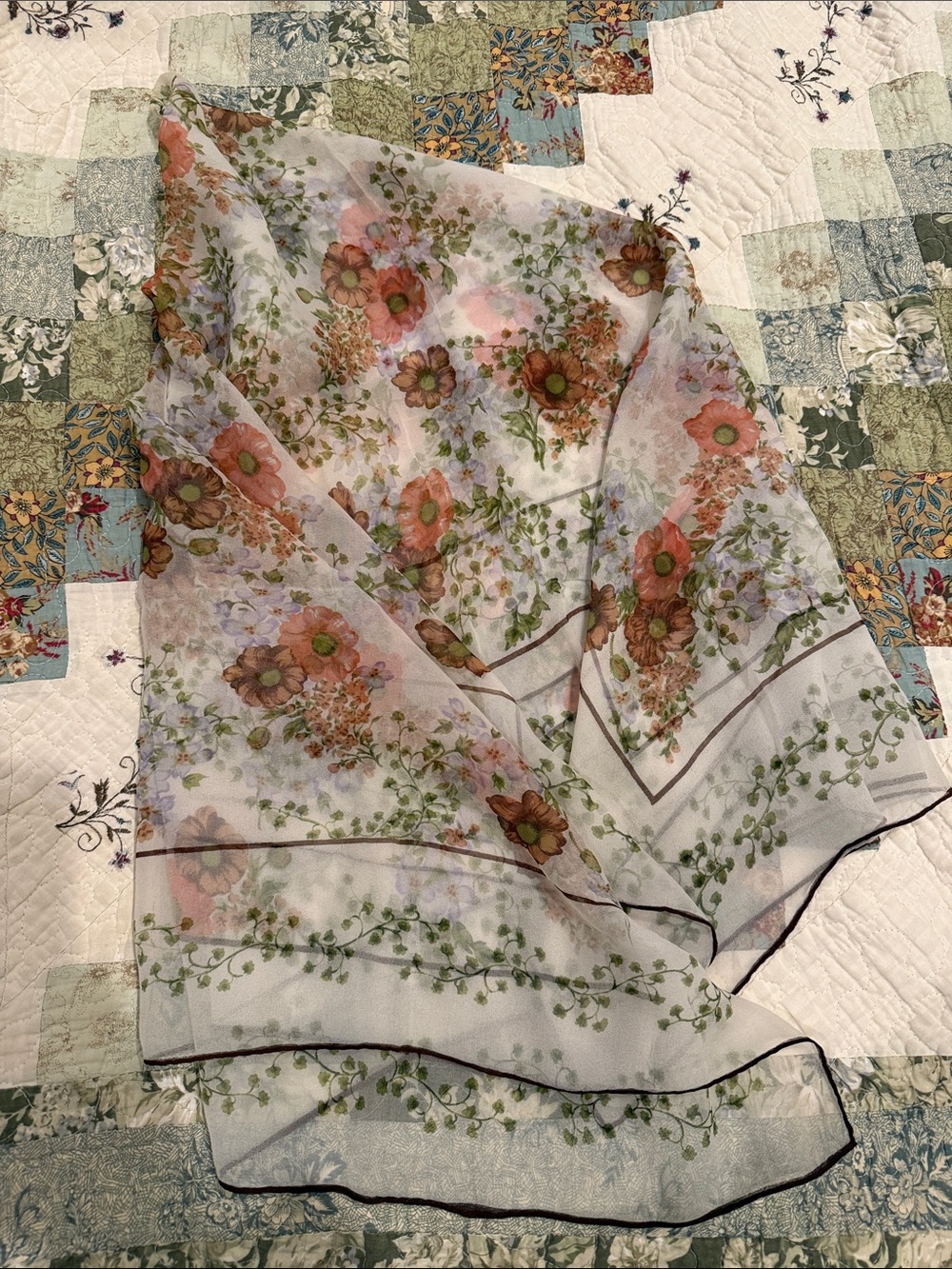 Vintage Floral Lightweight Sheer Scarf by Baar and Beards Inc.